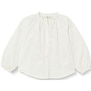 MIMO Meisjes (Kids) blouse voor meisjes 26130133, wolwit met zilveren strepen en stippen, 140, Wolwit met zilveren strepen en stippen, 140 cm