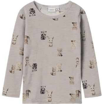NAME IT Jongens Nmmwang Wool Rib Ls Top AOP, Nacreous Cloud, 92