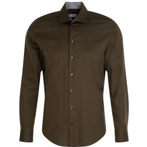 Seidensticker Zakelijk overhemd voor heren, shaped fit, strijkvrij, kent-kraag, lange mouwen, 100% katoen, donkergroen, 45
