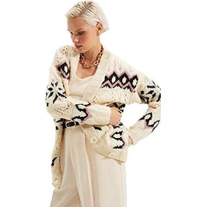 Trendyol Dames EKRU Button Oversize Gedetailleerd Knitwear Cardigan Sweater, Ecru, L