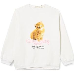Koton Sweatshirt met lange mouwen en ronde hals voor meisjes, ecru(010), 4-5 jaar
