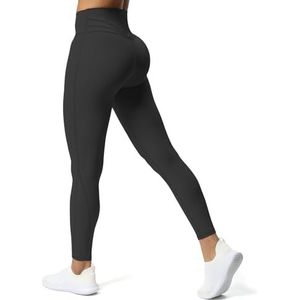 Aoxjox Hoge Taille Workout Leggings Voor Vrouwen Compressie Buikcontrole Trinity Boterige Zachte Yoga Broek 26 inch, Een zwart, S