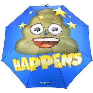 Emoji Auto Open Poop Gezicht Enkele Canopy Paraplu - Blauw, 60-Inch
