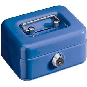 Alco geldcassette, plaatstaal, kunststof inzetstuk, cilinderslot met 2 sleutels 125 x 95 x 60 mm donkerblauw