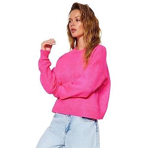 Trendyol FeMan Regular fit Basic ronde hals gebreide trui, Fuchsia, S, Fuchsia, S
