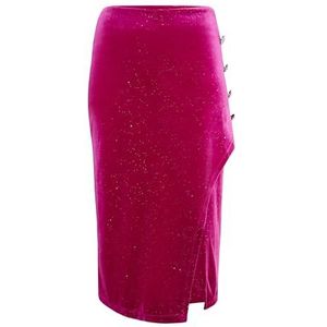 EUCALY Fluwelen rok voor dames met glitter, roze, XS