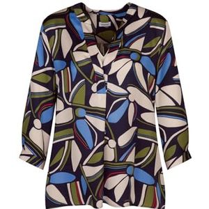 Seidensticker Dames tuniek - Fashion Blouse - Regular Fit - Opstaande kraag - 3/4-mouw - 100% viscose, Donkerblauw, 36