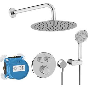 Ideal Standard A7771AA Ceratherm Navigo armatuurpakket, incl. douchethermostaat, EASY-Box inbouwlichaam, 3-functie handdouche Ø 11 cm, douchehouder, douchekop Ø 25 cm, chroom