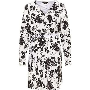 dedica Midi-jurk voor dames met bloemenprint, wit, zwart, S