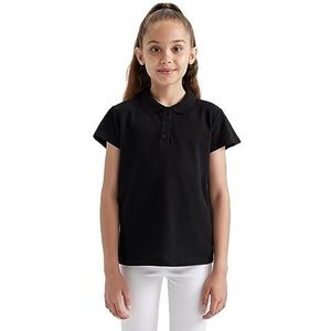 DeFacto Polo T-shirt meisjes - modieus en trendy poloshirt voor stijlvolle meisjes T-shirts kleding voor meisjes, zwart, 5-6 Jaar