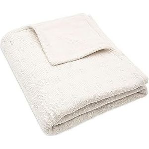 Jollein - Deken Ledikant 100x150cm - Dekentje Baby - Grain Knit - Oatmeal/Velour