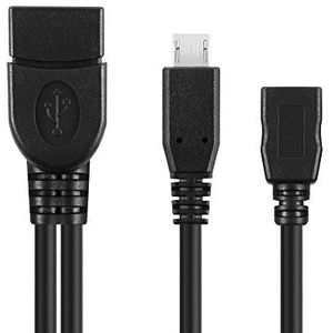 conecto CC20025 USB-kabel Micro-USB 2.0 naar USB 2.0 + stroom. 1 Stuk zwart