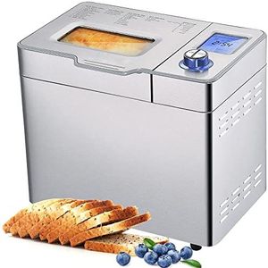 COOCHEER Broodbakmachine met een capaciteit van maximaal 900 g, intelligente en automatische programma's, 3 broodmaten, 550 W, 36 x 22 x 30 cm, zilverkleurig