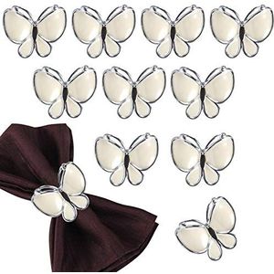 Vlinderservetringen, set van 12, zilveren servetring voor Nieuwjaar, Pasen, Kerstmis, vakantie, hotel, diner, tafel (vlinder)