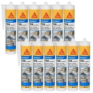 SIKA - Sanitaire siliconen - SikaSeal 108 Sanitair, transparant - Mastiek voor keuken en badkamer tegen schimmel - Langdurige afdichtingen op meerdere ondergronden - Doos met 12 patronen van 300 ml