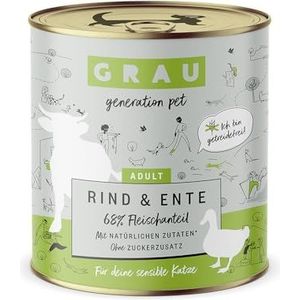 Grau – the Original – Natvoer voor katten - Rundvlees & Eend, pak van 6 (6 x 800g), graanvrij, voor volwassen katten