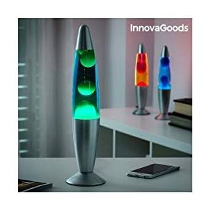 InnovaGoods - Lavalamp Magla, Creëert Speciale Atmosfeer, Modern Ontwerp, Inclusief Vervangende Gloeilamp, Geschikt voor Elk Interieur, Glas, Was, Aluminium, Zilverkleurig, Rood, Groen, Blauw, 25W