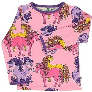 Småfolk Meisjes Ls. Horse T-shirt, Sea Pink, 5-6 Jaar