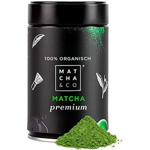 100% Biologische Premium Matcha Thee 80g [Ceremoniële Premium Grade]. Biologische Groene Theepoeder uit Japan. Organische Matcha-thee van ceremoniële kwaliteit. 100% natuurlijke premium matcha groene thee. (80 g)