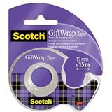 Scotch GiftWrap plakband – 1 rol à 19 mm x 15 m, draagbare dispenser – transparant satijnen plakband voor gebruik op cadeaupapier