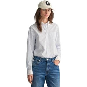 GANT Dames Reg Contrast Collar Gestreept Shirt Blouse, Aquarius Blauw, 38