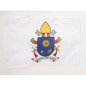 Wapen van Paus Franciscus Vlag 45x30 cm koorden - vaticaan SMALL vlaggen 30 x 45 cm - Banier 18x12 in Hoge kwaliteit - AZ FLAG