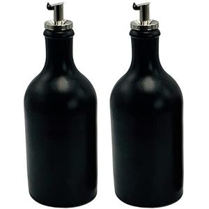 mikken 2 x 500 ml oliefles aardewerk zwart met schenktuit Made in Germany