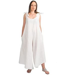 Dalle Piane Cashmere - Jampsuit jurk 100% linnen, wit, één maat, wit, Eén maat