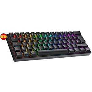 Ranked S60 Supernova 60% | Heet Verwisselbaar Mechanisch Gamingtoetsenbord | 62 Toetsen Multi Color RGB LED Backlit voor PC/Mac | QWERTY ISO ES Spaans (Zwart, Gateron Optical Blue)