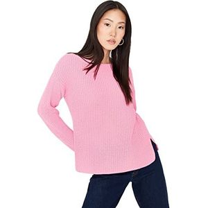 Trendyol Dames boothals Plain Relaxed Sweater Sweater, Roze, S, roze, S