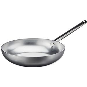 Pentole Agnelli Linea Alluminio 2 mm hoge radiantpan met roestvrijstalen handgreep, metaal, zilver/zwart, 32 cm