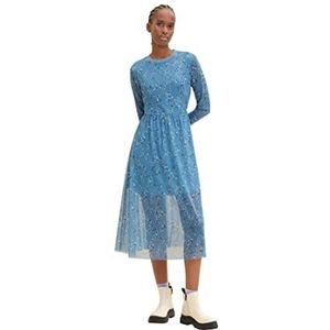 TOM TAILOR Denim Dames Jurk 1035803, 31553 - Blue Multicolor Dots, L