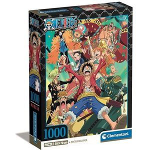 Clementoni One Piece Puzzel 1000 stukjes met poster - legspel voor manga- en anime-fans - voor volwassenen en kinderen vanaf 9 jaar, 39921