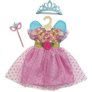 Heless 1440 - Poppenkleding in prinses Lillifee-design, jurk incl. glitterkroon en oogmasker voor poppen en knuffels maat 28-35 cm