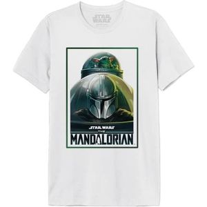 Star Wars Mandalorian Comics Green Rectangle MESWMANTS194 T-shirt voor heren, wit, maat XXL, Wit, XXL