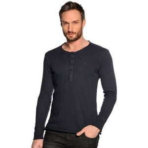 Herrlicher Otmar Jersey Brush shirt met lange mouwen voor heren, blauw (Navy 357), S