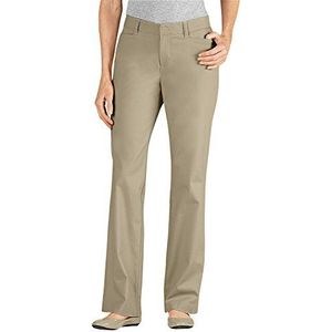 Dickies Women's Curvy Straight Leg Stretch Twill Pant, Desert Sand, 6 Regular