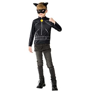 RUBIES - MIRACULOUS Officiële Zwarte Kat - Verkleedset voor kinderen met een Top met Lange Mouwen + Zwart Masker + Hoofdband Kattenoren - Om te veranderen in een Zwarte Kat