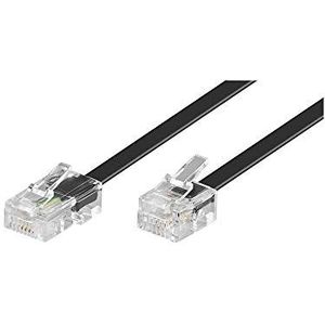 Goobay 68579 telefoonkabel RJ11-stekker naar RJ45-stekker platte kabel RJ11-kabel voor faxapparaat DSL-modem VDSL-routerkabel ISDN DSL-kabel zwart 15 m