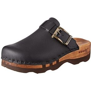 Woody Heren Lukas houten schoen, zwart, 47 EU, zwart, 47 EU
