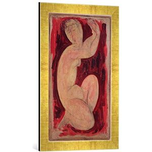 Ingelijste afbeelding van Amedeo Modigliani Red Caryatid, 1913"", kunstdruk in hoogwaardige handgemaakte fotolijsten, 40x60 cm, Gold Raya
