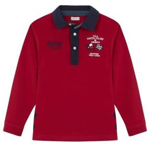 Gocco Poloshirt, lange mouwen, met opstiksel, rood, voor jongens van 7 tot 8 jaar