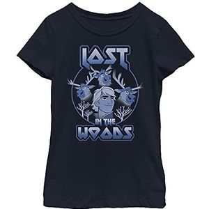 Disney Frozen 2 Lost Kristoff Band Girl's Solid Crew Tee, Navy Blue, X-Small, Navy, XS