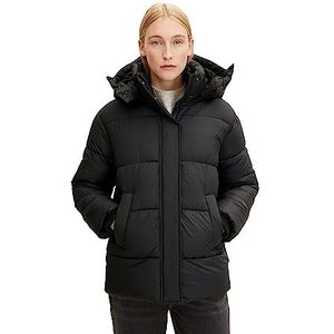 TOM TAILOR Dames Bufferjas met capuchon 1032483, 14482 - Deep Black, XXL
