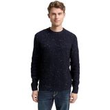 Tom Tailor - STRUCTURED MIX CREWNECK - Heren Trui - Blauw - Regular Fit