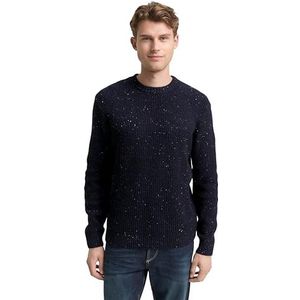 Tom Tailor - STRUCTURED MIX CREWNECK - Heren Trui - Blauw - Regular Fit