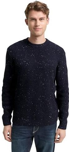 Tom Tailor - STRUCTURED MIX CREWNECK - Heren Trui - Blauw - Regular Fit