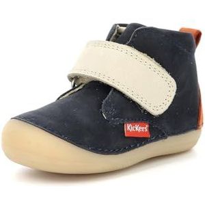 Kickers Sabio uniseks-kind Oxford instapschoen,marineblauw, beige, oranje,18 EU