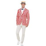 20s Barber Shop Costume, Red & White, with Jacket, Hat & Bow Tie (L)