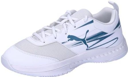 PUMA Varion Ii Jr Indoor Court Schoen voor kinderen, uniseks, Puma Wit Blauwe Horizon, 36 EU